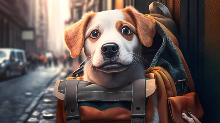 Hund im Hunderucksack