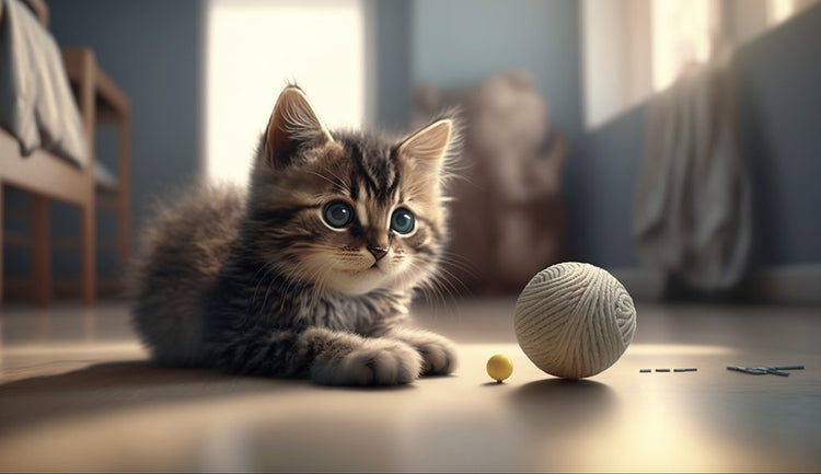 Katze spielt mit Ball