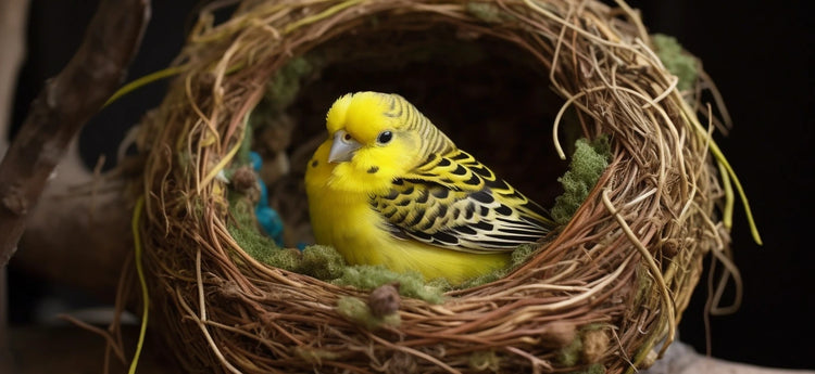 Wellensittich im Vogelnest