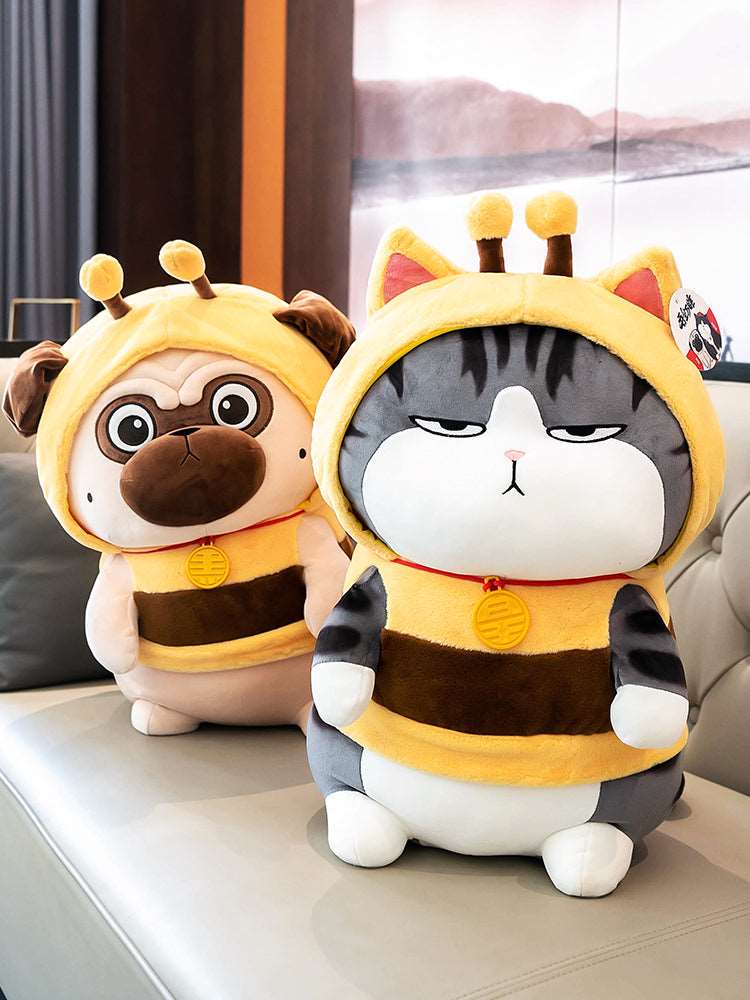 Lustiges weiches Kawaii Katze und Hund Bienenstofftier