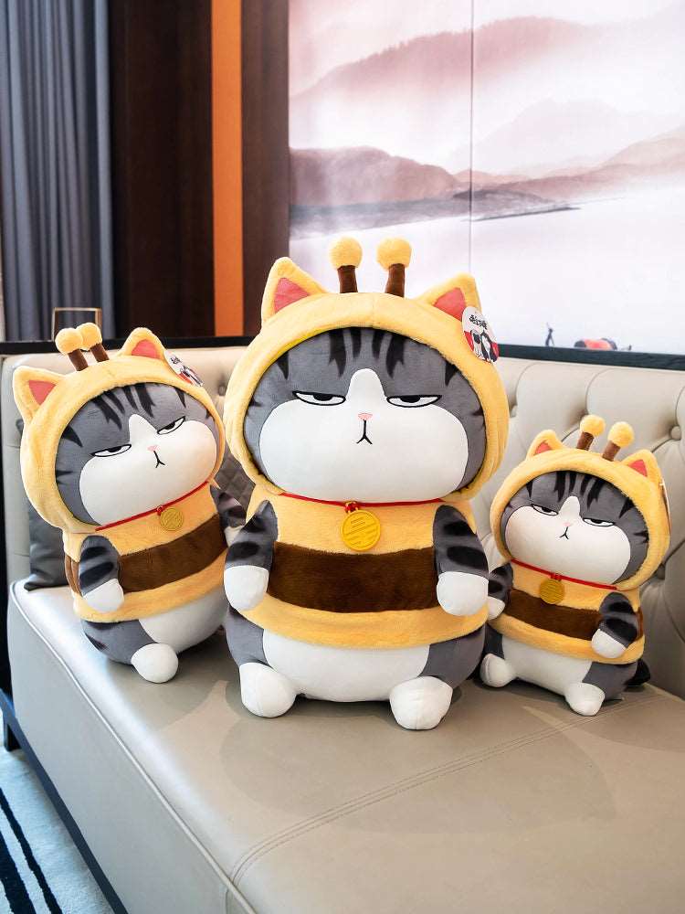 Niedliche Kawaii Katze Bienenstofftiere nebeneinander