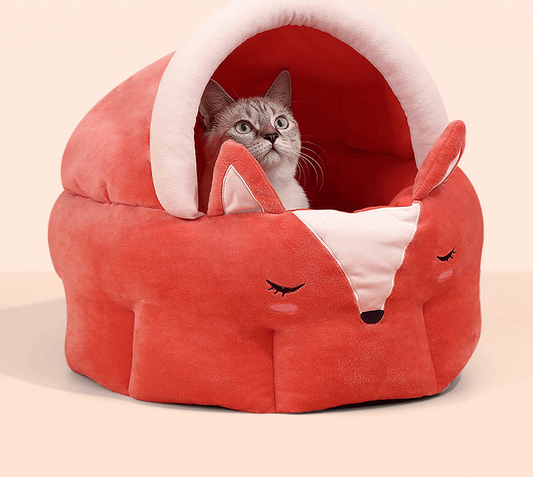 Fuchs-Design kuscheliges Katzenbett von der Seite