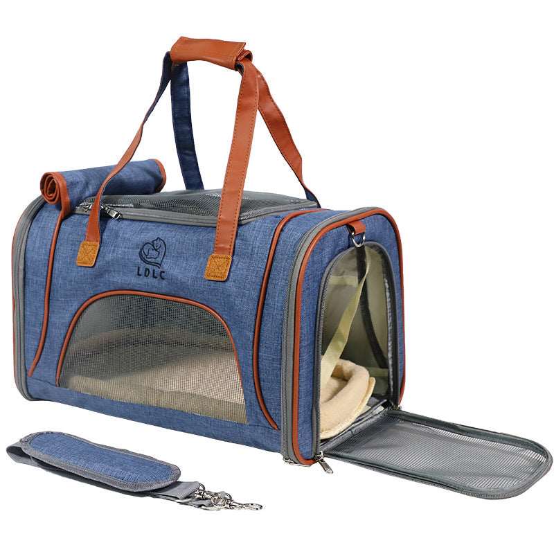 Hundereisetasche in Denim Blau