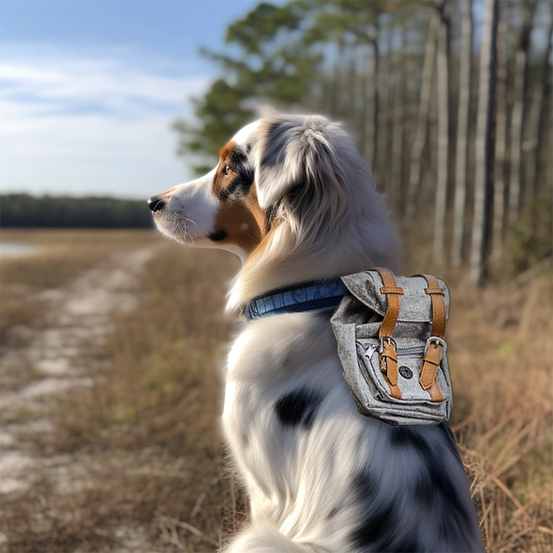 Australian Shepard mit Rucksack