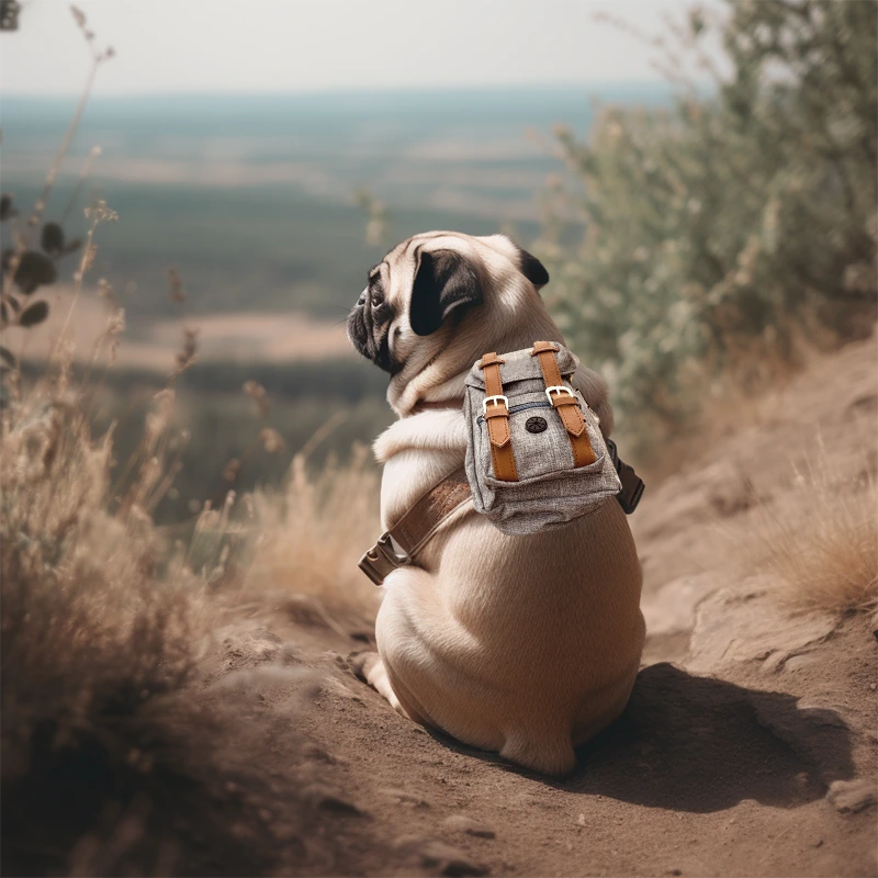 Abenteuer Rucksack mit Hund am Strand