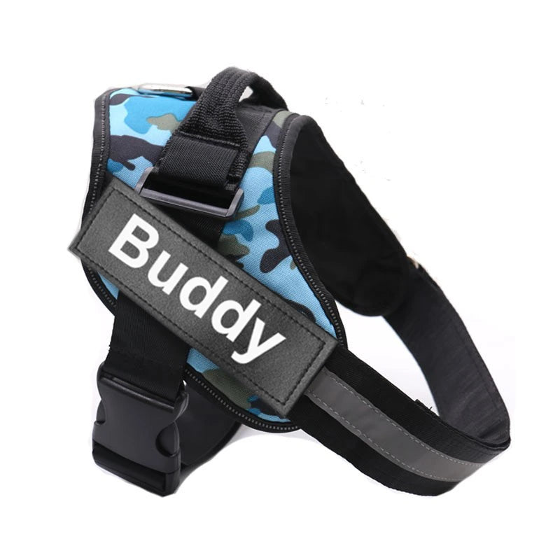 Personalisierbares Hundegeschirr in Camouflage Blau