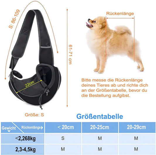 Größentabelle für Hundeumhängetasche