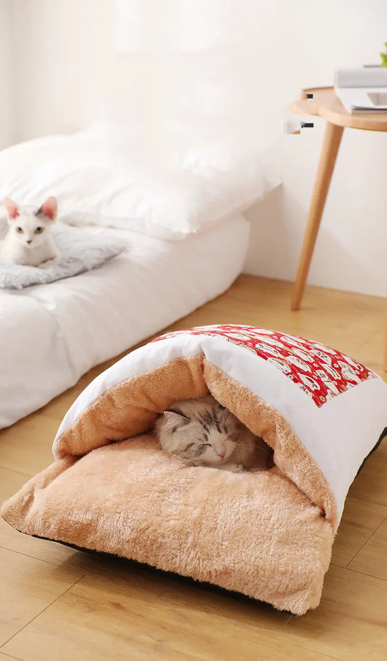 Katzenbett Schlafsack in Rot