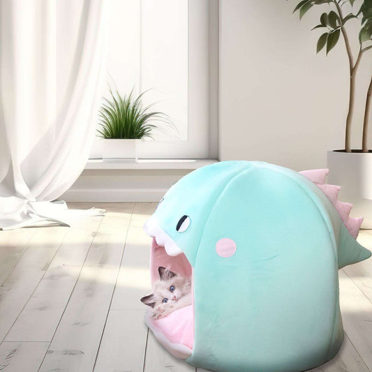 Kawaii Katzenbett mit Katze grün
