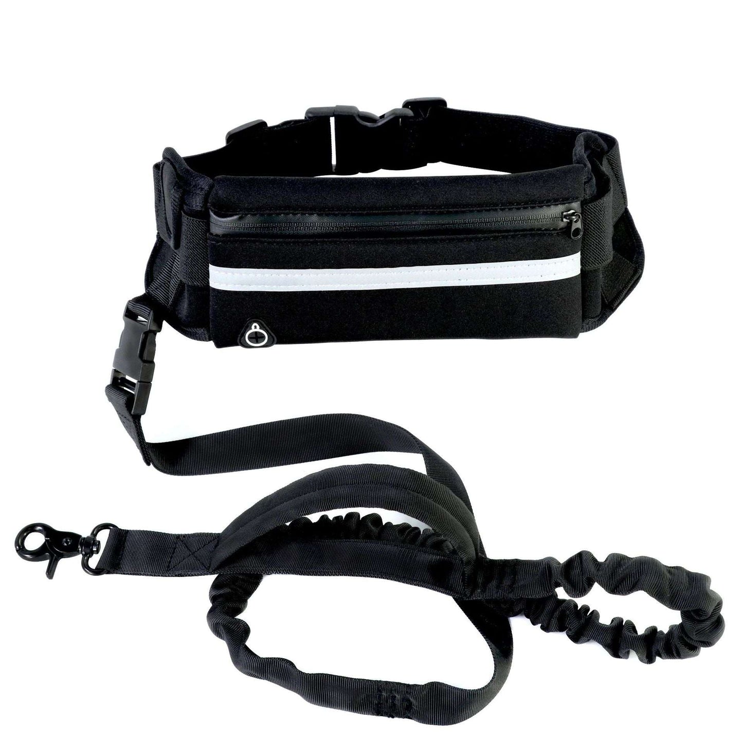 Handfreie Hundeleine mit Bauchtasche für Jogger in Schwarz