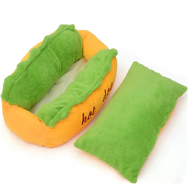 Hot Dog Haustierbett mit Kissen