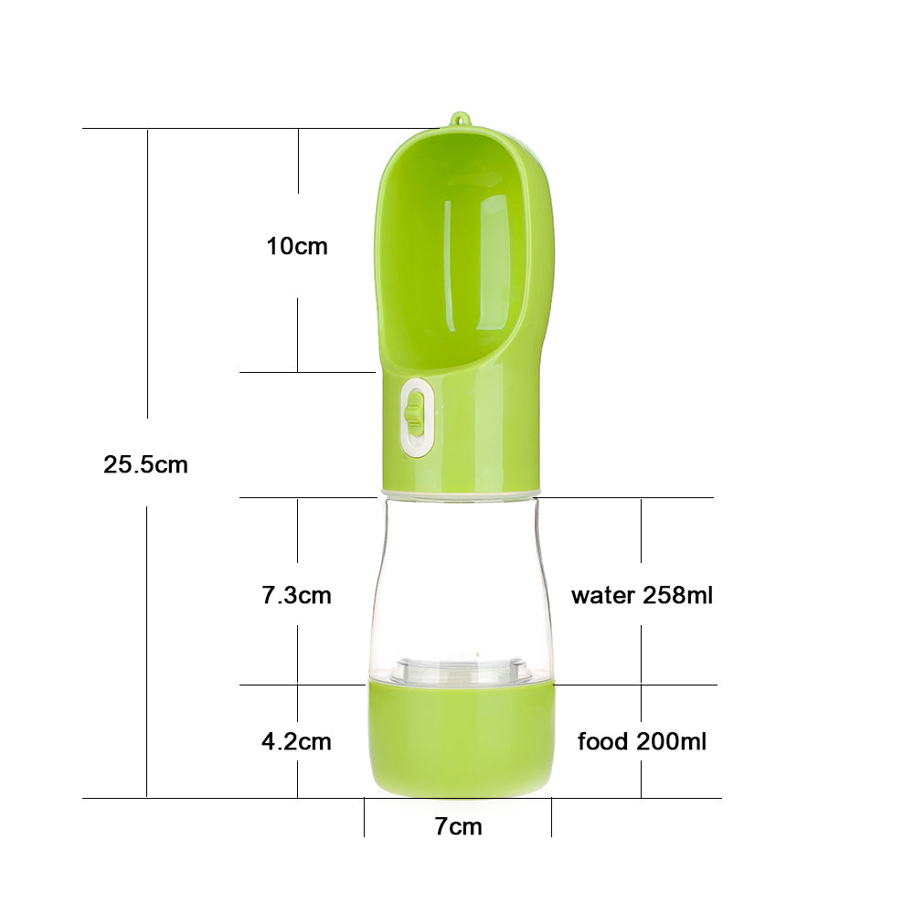 Multifunktionale Wasser und Futterflasche in grün Maßangaben