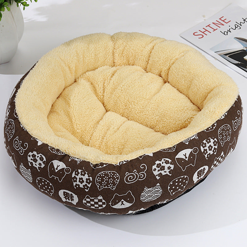 Hundebett braun mit Katzenmotiv