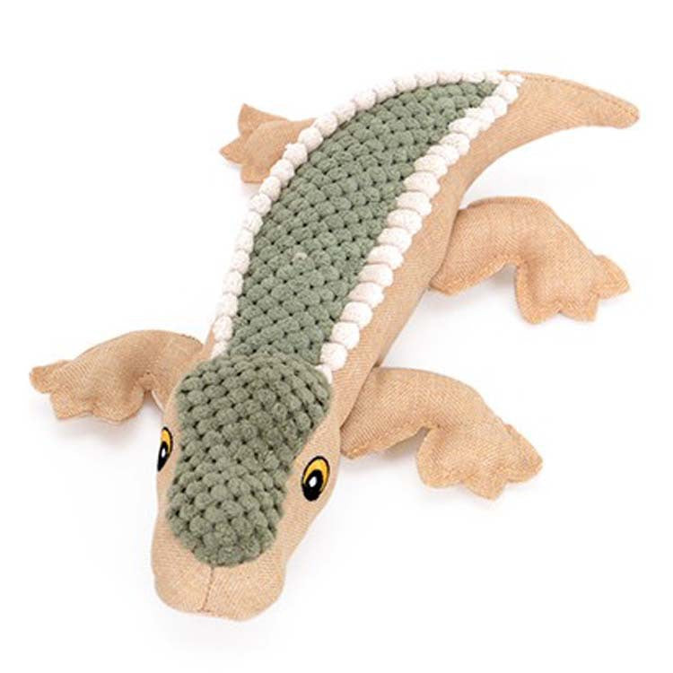 Hundespielzeug Kroko mit Quietscher beige