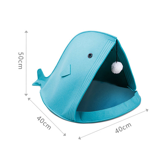 Filzkatzenhaus Flunder in Blau Größentabelle