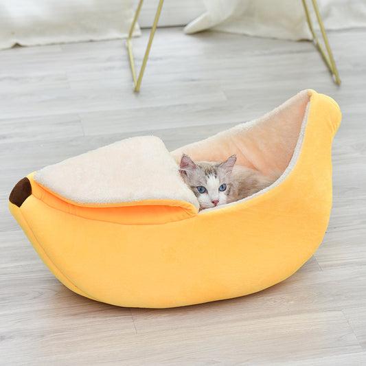 Bananen Haustierbett mit Katze