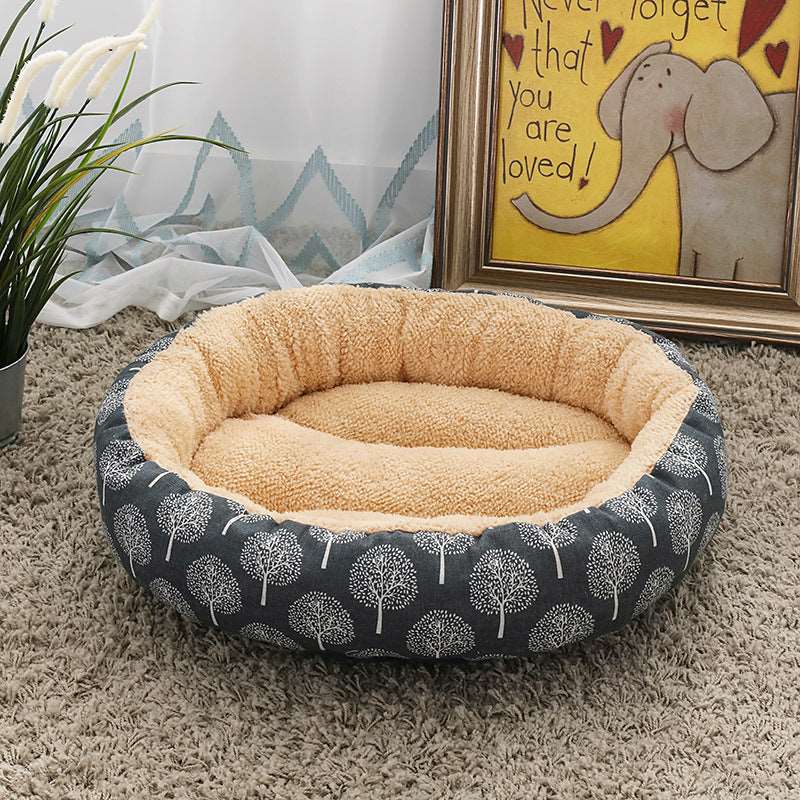 Hundebett schwarz mit Baummotiven