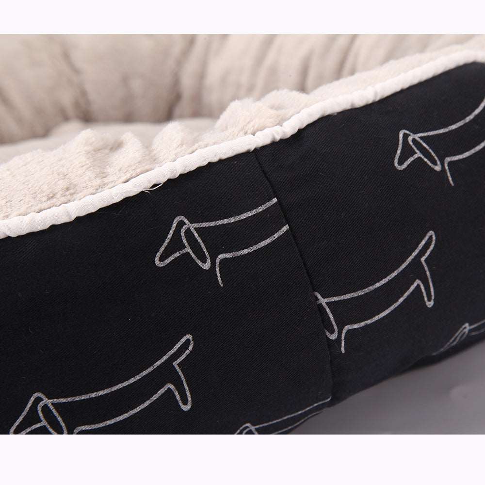 Rundes flauschiges Hundebett Seite