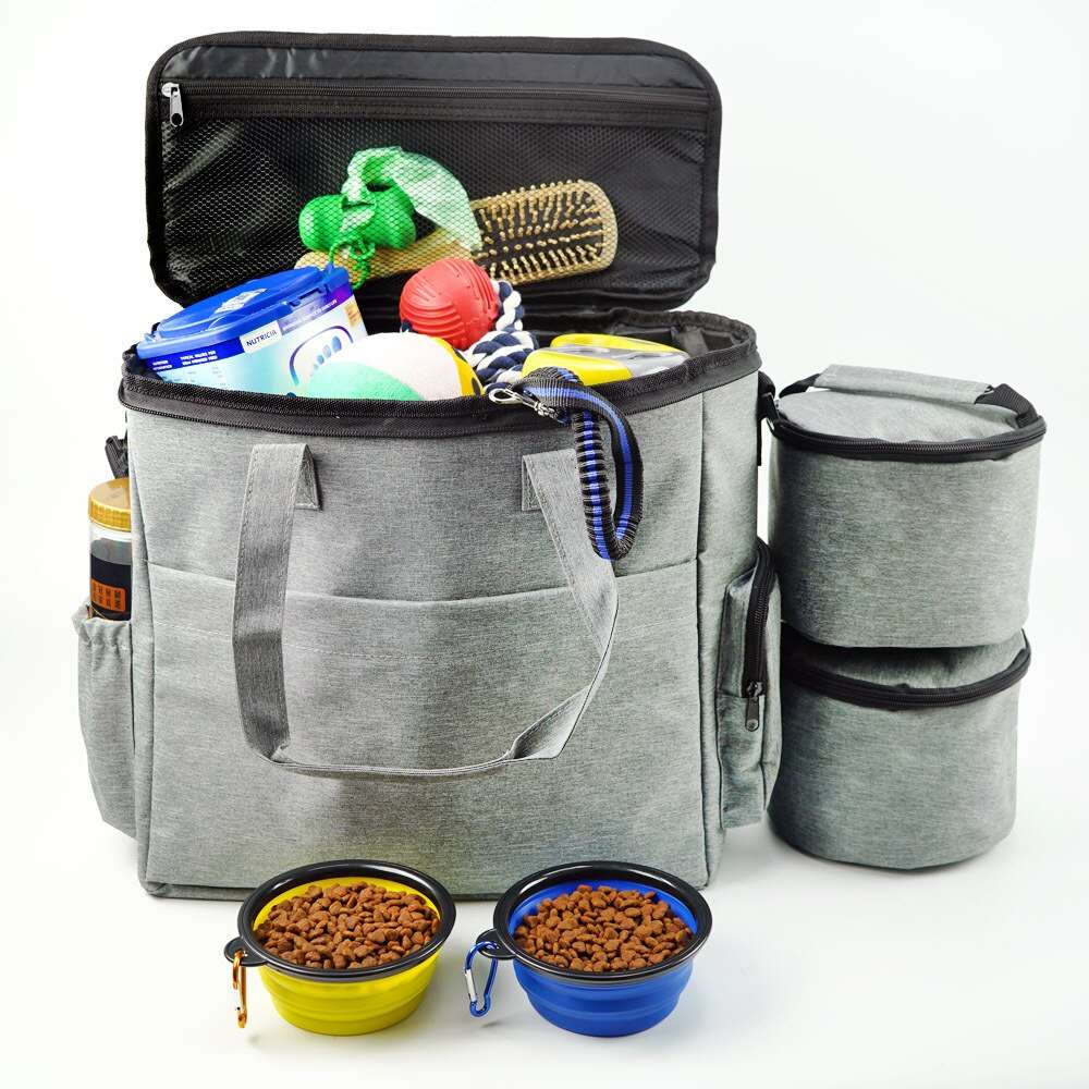 Haustierreisetasche mit 2 Dosen und 2 Extra Tasche mit Zipper