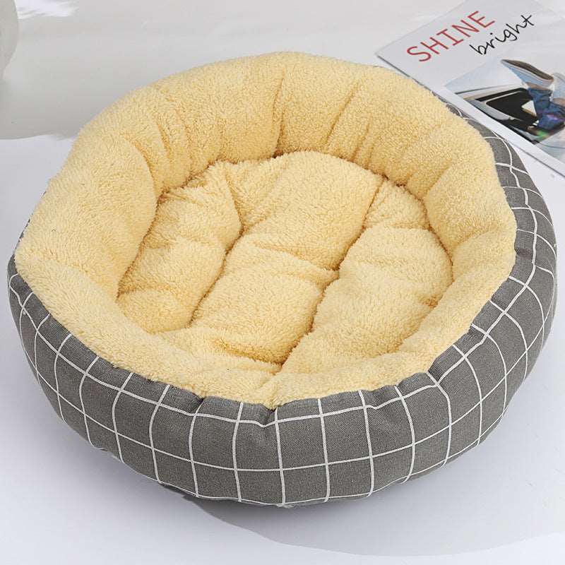Hundebett kariert weiss grau