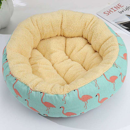 Hundebett hellblau mit Sticker Flamingo