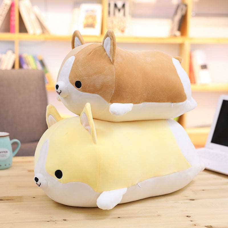 zwei Kawaii Hündchen-Stofftiere aufeinander gestellt
