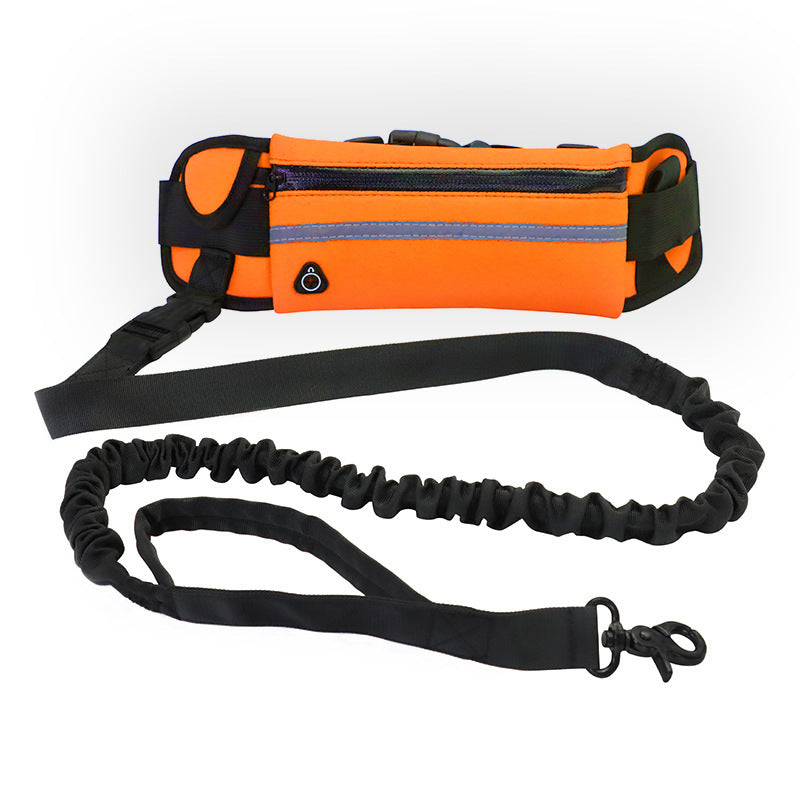 Handfreie Hundeleine mit Bauchtasche für Jogger in Orange