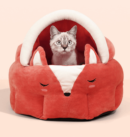 Fuchs-Design kuscheliges Katzenbett mit Katze