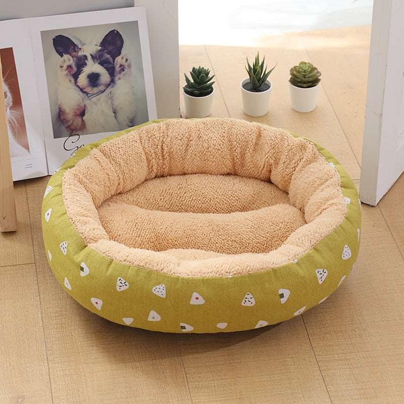 Hundebett ocker mit Sushimotiv