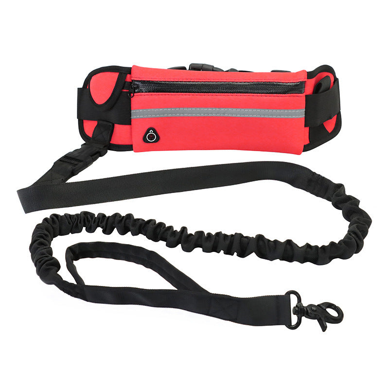 Handfreie Hundeleine mit Bauchtasche für Jogger in Rot