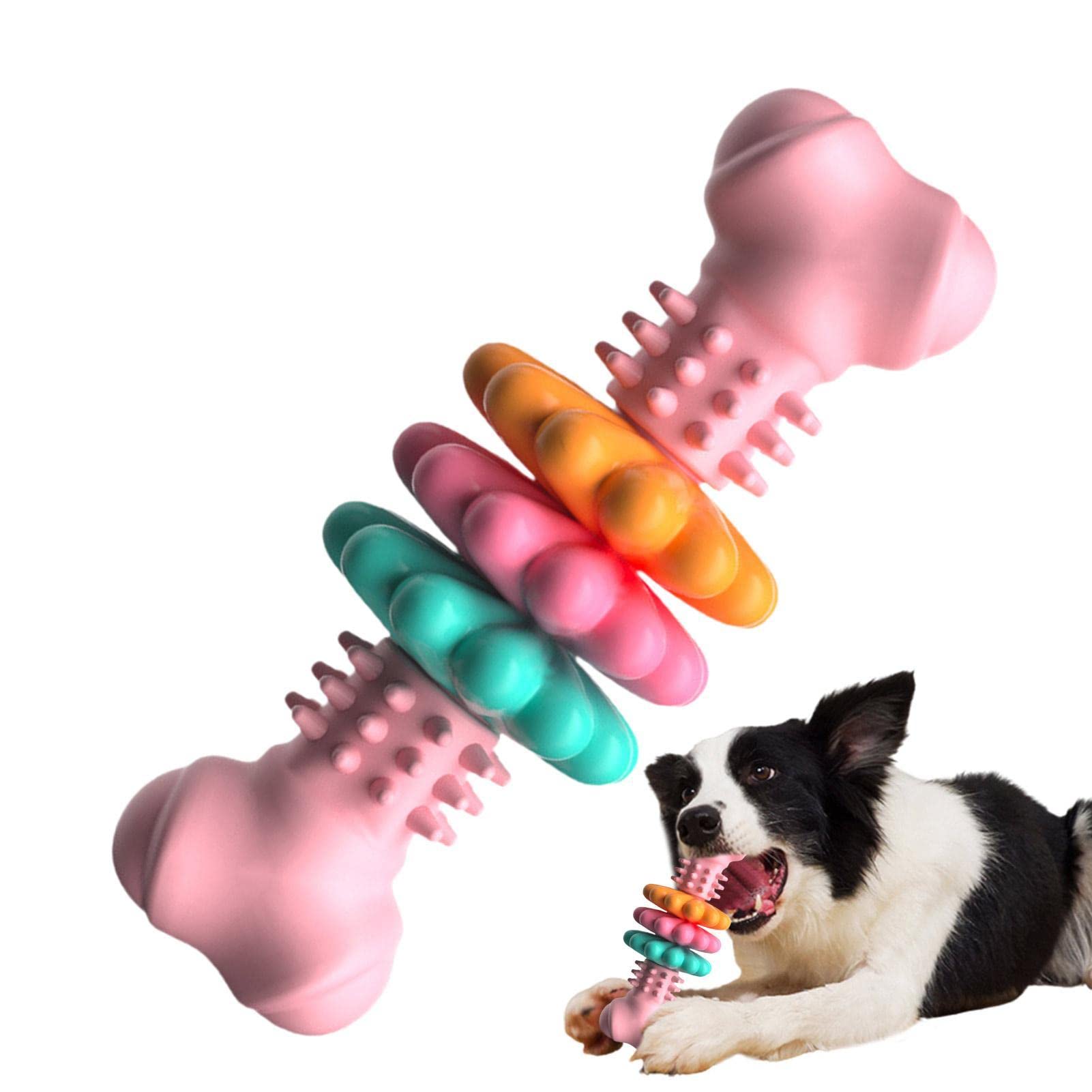 Hundekauknochen Zahnreinigung rosa Hund kaut Knochen