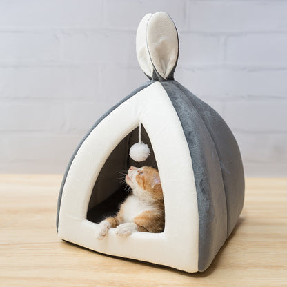 Bunny Katzenhaus in Grau mit Kätzchen