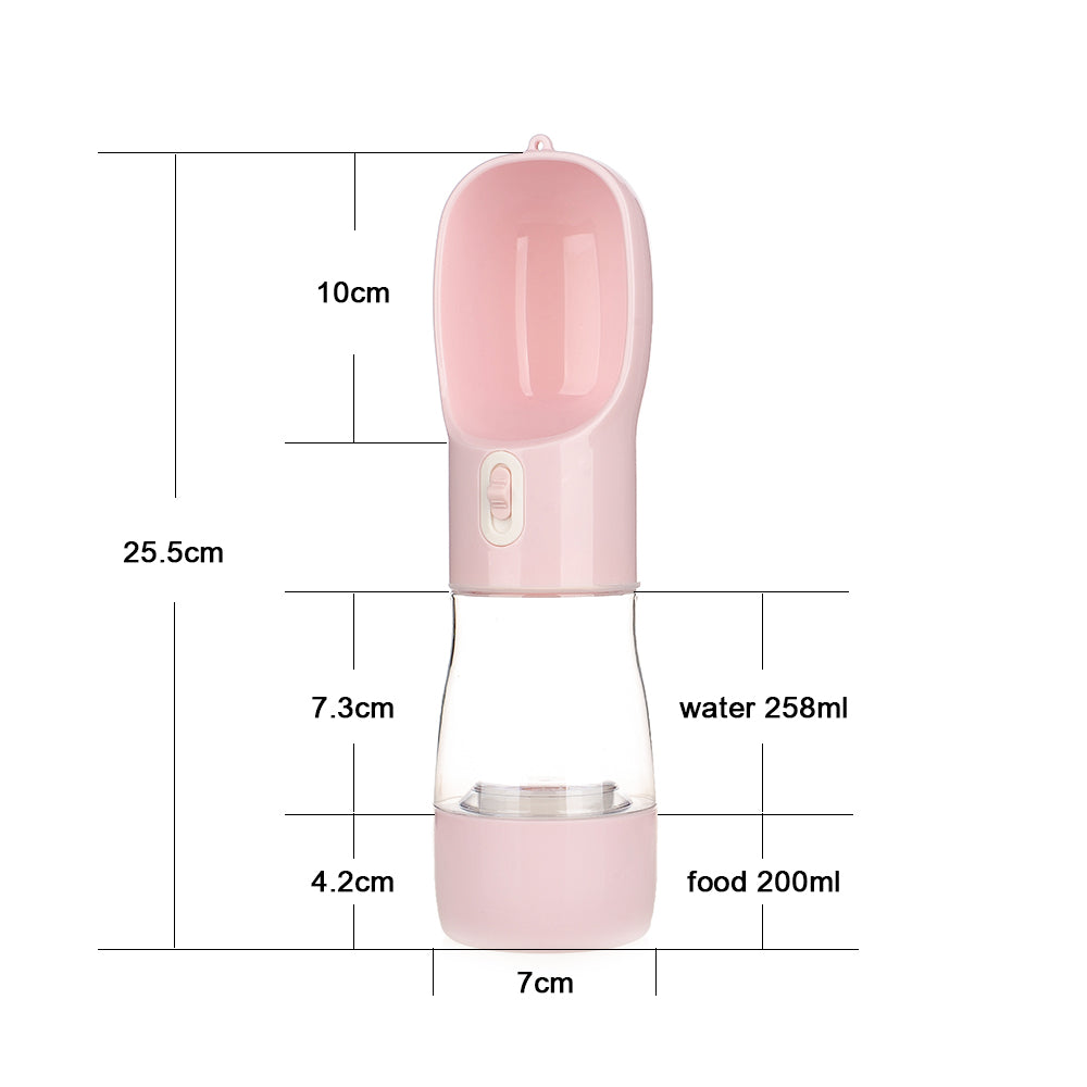 Multifunktionale Wasser und Futterflasche in pink Maßangaben