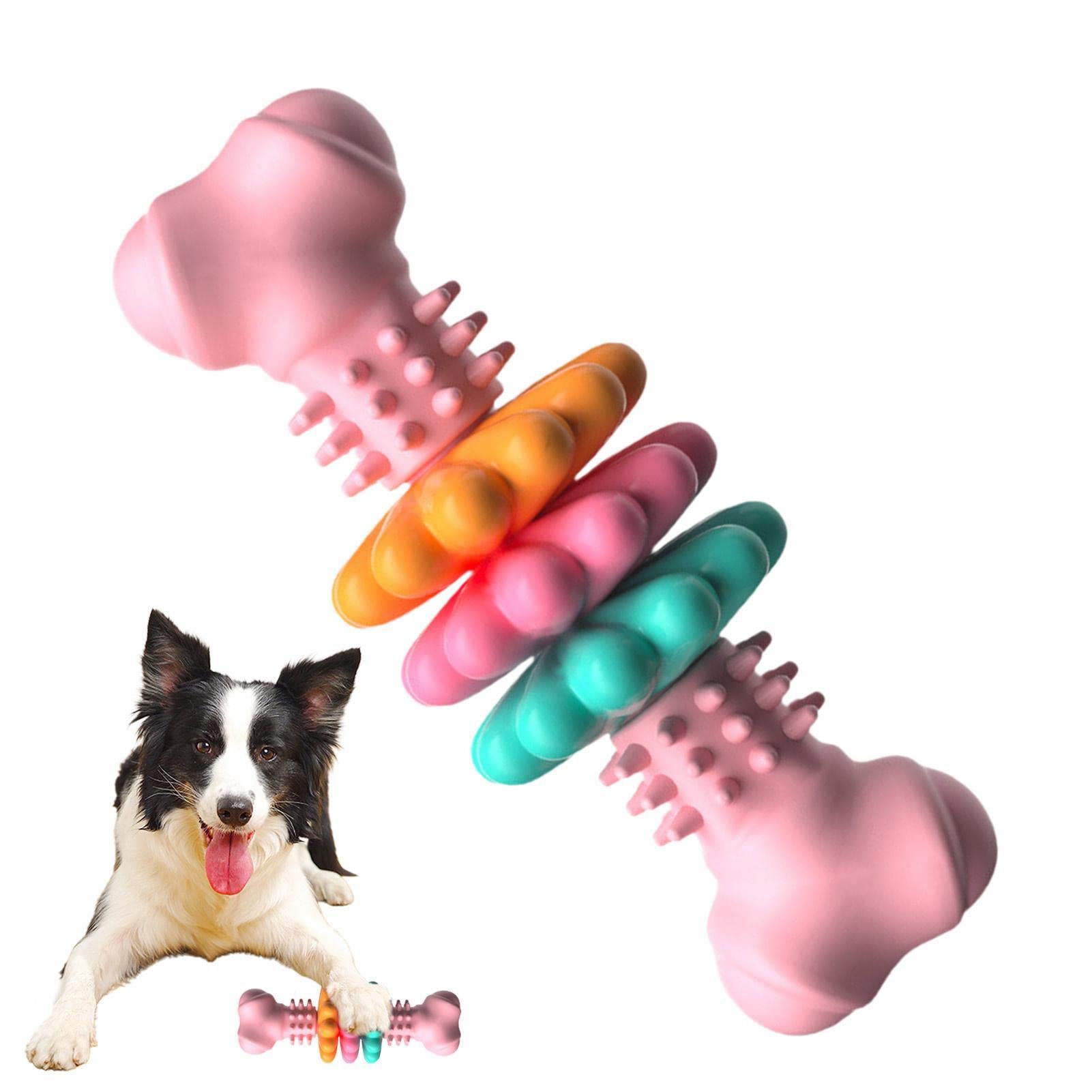 Hundekauknochen Zahnreinigung rosa mit Hund