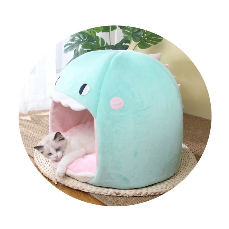 Kawaii Katzenbett mit Katze grün 