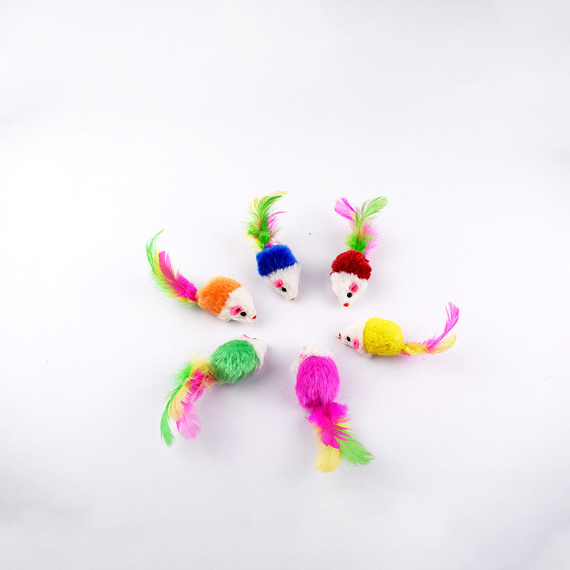 Bunte Mausspielzeuge mit Feder 