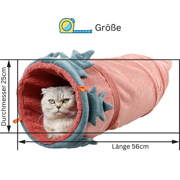 Kartotte Katzentunnel mit Katze und Maßangaben