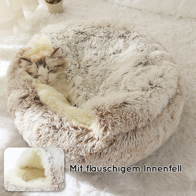 Samtweiche Kuschelhöhle für Hunde und Katzen.