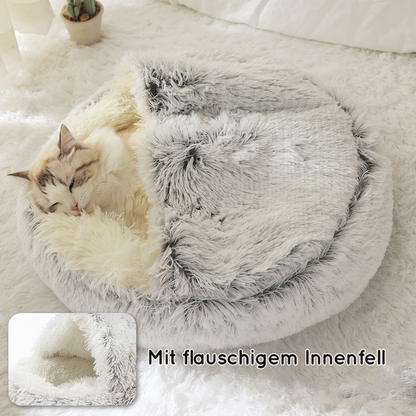 Samtweiche Kuschelhöhle für Hunde und Katzen.