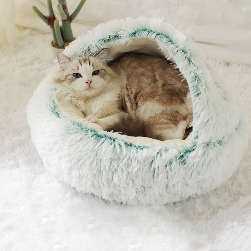 Samtweiche Kuschelhöhle für Hunde und Katzen.
