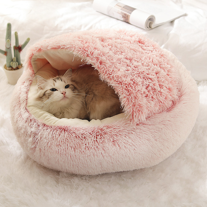Samtweiche Kuschelhöhle für Hunde und Katzen.